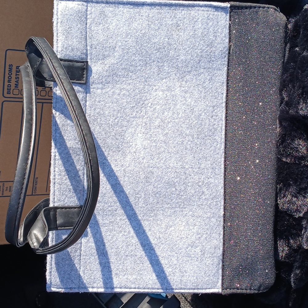 Gray and black small tote
